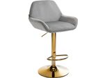 Sgabello Da Bar In Velluto - Sgabello - Elevato Comfort Di Seduta, Regolabile E Girevole | Colore: Grigio