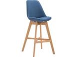 Sgabello Da Bar Con Rivestimento In Tessuto - Ottomana - Elevato Comfort Di Seduta - Struttura In Rovere | Colore: Blu | Colore Abbigliamento: Naturale