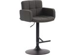 Sgabello Da Bar Di Design Con Rivestimento In Tessuto - Girevole A 360° - Regolabile In Altezza - Seduta Confortevole | Colore: Grigio Scuro, Colore Base: Nero