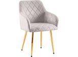 Comoda Sedia Da Pranzo In Velluto - Sedia Elegante, Comfort Duraturo - Struttura Robusta | Colore: Grigio | Materiale Della Struttura: Oro Metallizzato