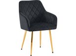 Comoda Sedia Da Pranzo In Velluto - Sedia Elegante, Comfort Duraturo - Struttura Robusta | Colore: Nero | Materiale Della Struttura: Oro Metallizzato