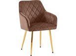 Comoda Sedia Da Pranzo In Velluto - Sedia Elegante, Comfort Duraturo - Struttura Robusta | Colore: Marrone | Materiale Della Struttura: Oro Metallizzato