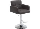 Sgabello Da Bar Di Design Con Rivestimento In Tessuto - Girevole A 360° - Regolabile In Altezza - Seduta Confortevole | Colore: Grigio Scuro, Colore Base: Cromo