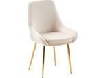 Sedia Da Pranzo, Sedia Per Sala Da Pranzo, Ampio Comfort, Struttura In Metallo - Rivestimento In Velluto | Colore: Crema | Materiale Della Struttura: Oro Metallizzato