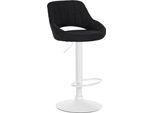Sgabello Moderno - Sgabello - Altezza Regolabile, Girevole A 360° E Rivestimento In Tessuto | Colore: Nero | Colore Base: Bianco