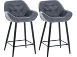 Set Di 2 Sgabelli Da Bar - Sgabello - Elevato Comfort Di Seduta Con Rivestimento In Velluto | Colore: Grigio | Materiale: Polvere