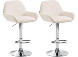 Set Di 2 Sgabelli Da Bar - Sedute In Velluto - Altezza Regolabile, Girevole A 360° | Colore: Crema | Materiale Base: Metallo Cromato