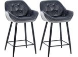 Set Di 2 Sgabelli Da Bar - Sgabello - Elevato Comfort Di Seduta Con Rivestimento In Velluto | Colore: Grigio Scuro. Materiale: Morbido
