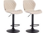 Set Di 2 Sgabelli Da Bar Con Rivestimento In Tessuto - Regolabili E Girevoli - Look Moderno | Colore: Crema | Colore Base: Nero
