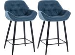 Set Di 2 Sgabelli Da Bar - Sgabello - Elevato Comfort Di Seduta Con Rivestimento In Velluto | Colore: Blu | Materiale: Polvere