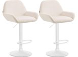 Set Di 2 Sgabelli Da Bar - Sedute In Velluto - Altezza Regolabile, Girevole A 360° | Colore: Crema | Materiale Base: Metallo Bianco Opaco