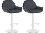 Set Di 2 Sgabelli Da Bar - Sedute In Velluto - Altezza Regolabile, Girevole A 360° | Colore: Nero | Materiale Base: Metallo Bianco Opaco