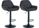 Set Di 2 Sgabelli Da Bar - Sedute In Velluto - Altezza Regolabile, Girevole A 360° | Colore: Nero | Materiale Del Telaio: Metallo Nero Opaco