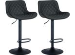 Set Di 2 Sgabelli Da Bar - Sgabello Alto - Girevole A 360°, Ottimo Comfort Ed Eleganza | Colore: Nero | Materiale: Pelle Finta
