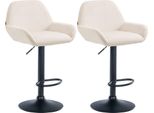 Set Di 2 Sgabelli Da Bar - Sedili In Velluto - Regolabili In Altezza, Girevoli A 360° | Colore: Crema | Materiale Del Telaio: Metallo Nero Opaco