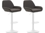 Set Di 2 Sgabelli Da Bar Regolabili - Sgabello Da Bar - Comodo Schienale E Poggiapiedi | Colore: Grigio Scuro, Colore Base: Bianco