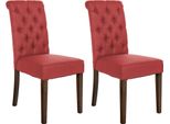 Set Di 2 Sedie Da Pranzo - Sedie Da Cucina - Comodo Rivestimento In Velluto | Colore: Rosso | Materiale: Polvere