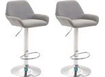 Set Di 2 Sgabelli Da Bar Regolabili - Sgabello Da Bar - Comodo Schienale E Poggiapiedi | Colore: Grigio | Colore Base: Cromo