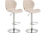 Set Di 2 Sgabelli Da Bar Con Rivestimento In Tessuto - Regolabili E Girevoli - Look Moderno | Colore: Crema | Colore Base: Cromo