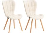 Set Di 2 Sedie Da Pranzo, Sedie Da Pranzo, Imbottitura Confortevole, Look Moderno, Colore: Crema | Materiale: Pelle Finta