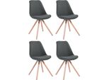 Set Di Quattro Sedie Per Visitatori - Sedie Per Ospiti - Design Elegante Con Robusta Struttura In Legno | Colore: Grigio Scuro. Colore Dell'abbigliamento: Naturale