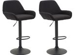 Set Di 2 Sgabelli Da Bar Regolabili - Sgabello Da Bar - Comodo Schienale E Poggiapiedi | Colore: Nero | Colore Base: Nero