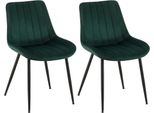 Set Di 2 Sedie Da Pranzo In Velluto - Sedie In Velluto - Imbottitura Confortevole, Design Moderno | Colore: Verde