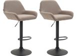 Set Di 2 Sgabelli Da Bar Regolabili - Sgabello Da Bar - Comodo Schienale E Poggiapiedi | Colore: Taupe | Colore Base: Nero