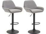 Set Di 2 Sgabelli Da Bar Regolabili - Sgabello Da Bar - Comodo Schienale E Poggiapiedi | Colore: Grigio | Colore Base: Nero