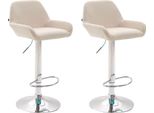 Set Di 2 Sgabelli Da Bar Regolabili - Sgabello Da Bar - Comodo Schienale E Poggiapiedi | Colore: Crema | Colore Base: Cromo