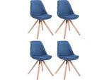 Set Di Quattro Sedie Per Visitatori In Tessuto - Sedie Per Ospiti - Ottimo Comfort Di Seduta | Colore: Blu | Colore Dell'abbigliamento: Naturale
