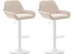 Set Di 2 Sgabelli Da Bar Regolabili - Sgabello Da Bar - Comodo Schienale E Poggiapiedi | Colore: Crema | Colore Base: Bianco
