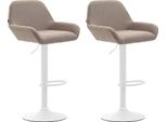 Set Di 2 Sgabelli Da Bar Regolabili - Sgabello Da Bar - Comodo Schienale E Poggiapiedi | Colore: Tortora | Colore Base: Bianco