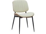 Elegante Sedia Da Pranzo - Sedia Da Cucina - Seduta Comoda E Durevole. Colore: Noce/Crema | Materiale: Pelle Finta