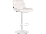 Sgabello Da Bar Regolabile In Velluto - Sgabello - Girevole A 360°, Alto Comfort | Colore: Crema | Colore Base: Bianco