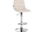 Sgabello Da Bar Regolabile In Velluto - Sgabello Elegante - Comfort Girevole A 360° | Colore: Crema | Colore Base: Cromo