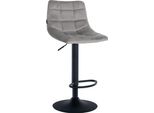 Sgabello Da Bar Regolabile In Velluto - Sgabello Elegante - Comfort Girevole A 360° | Colore: Grigio | Colore Base: Nero