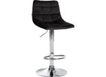 Sgabello Da Bar Regolabile In Velluto - Sgabello Elegante - Comfort Girevole A 360° | Colore: Nero | Colore Base: Cromo