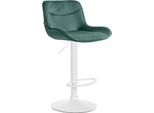 Sgabello Da Bar Regolabile In Velluto - Sgabello - Girevole A 360°, Alto Comfort | Colore: Verde | Colore Base: Bianco