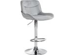 Sgabello Da Bar Regolabile In Velluto - Sgabello - Girevole A 360°, Alto Comfort | Colore: Grigio | Colore Base: Cromo