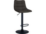 Sgabello Da Bar Regolabile - Sgabello - Ruotabile A 360° E Confortevole, Elegante Rivestimento Classico | Colore: Grigio Scuro, Colore Base: Nero