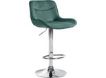 Sgabello Da Bar Regolabile In Velluto - Sgabello - Girevole A 360°, Alto Comfort | Colore: Verde | Colore Base: Cromo