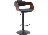 Sgabello Da Bar Regolabile - Sgabello Alto - Sedile Girevole A 360°, Sedia In Legno Comfort | Colore: Noce/Nero | Materiale: Pelle Finta