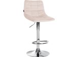 Sgabello Da Bar Regolabile In Velluto - Sgabello Elegante - Comfort Girevole A 360° | Colore: Beige | Colore Base: Cromo