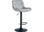Sgabello Da Bar Regolabile In Velluto - Sgabello - Girevole A 360°, Alto Comfort | Colore: Grigio | Colore Base: Nero