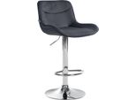Sgabello Da Bar Regolabile In Velluto - Sgabello - Girevole A 360°, Alto Comfort | Colore: Nero | Colore Base: Cromo