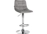 Sgabello Da Bar Regolabile In Velluto - Sgabello Elegante - Comfort Girevole A 360° | Colore: Grigio | Colore Base: Cromo