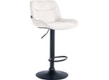 Sgabello Da Bar Regolabile In Velluto - Sgabello - Girevole A 360°, Alto Comfort | Colore: Crema | Colore Base: Nero