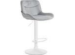 Sgabello Da Bar Regolabile In Velluto - Sgabello - Girevole A 360°, Alto Comfort | Colore: Grigio | Colore Base: Bianco