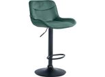Sgabello Da Bar Regolabile In Velluto - Sgabello - Girevole A 360°, Alto Comfort | Colore: Verde | Colore Base: Nero